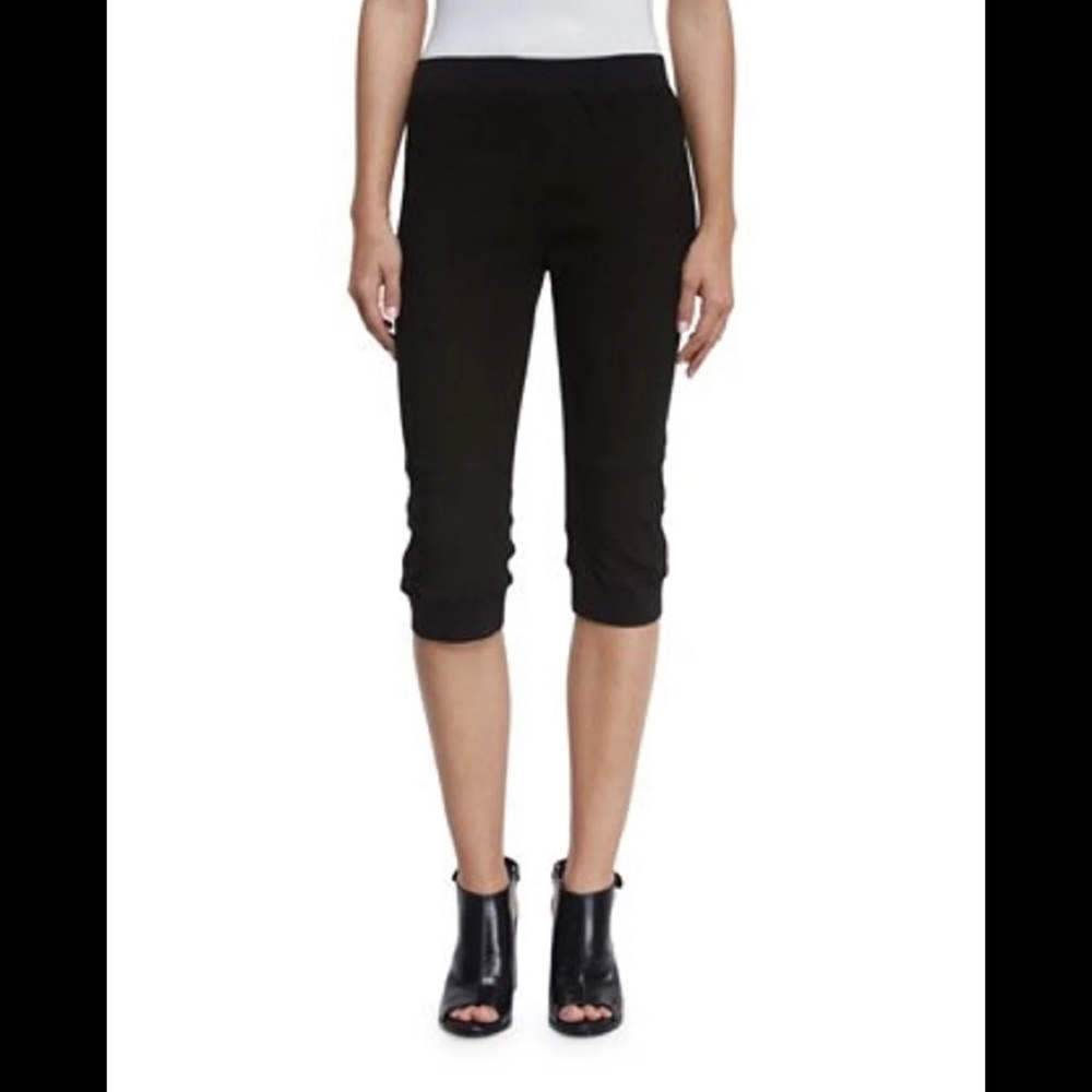 ATM black suede cropped track pants